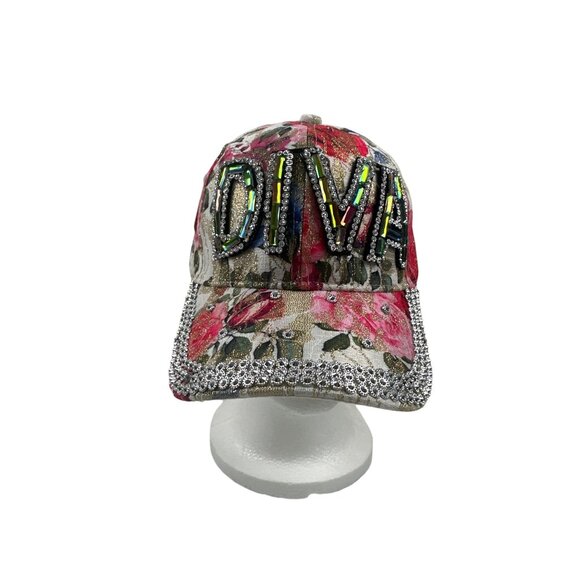 Bedazzled Floral "Diva" Cap With Rhinestones & Adjustable Strap - Picture 1 of 6